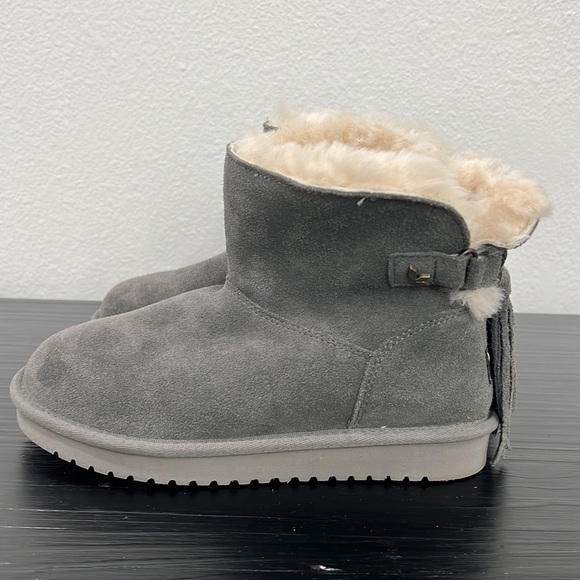 Koolaburra by UGG Jaelyn Mini Booties Womens Size 6 Grey Suede Full Lined Shoe - Picture 3 of 14
